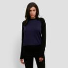 Kenneth Cole New York Back Zipper Pullover Sweater - Black/evng Blu