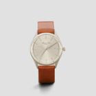Kenneth Cole New York Silvertone Watch With Light Brown Leather Strap - Neutral
