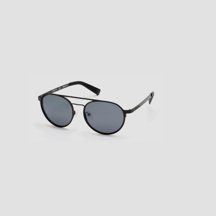 Kenneth Cole New York Matte Black Round Aviator Sunglasses - Mblack/smkpz