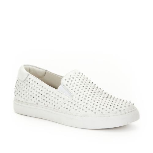 Kenneth Cole New York King 3 Leather Studded Slip-on Sneaker - White