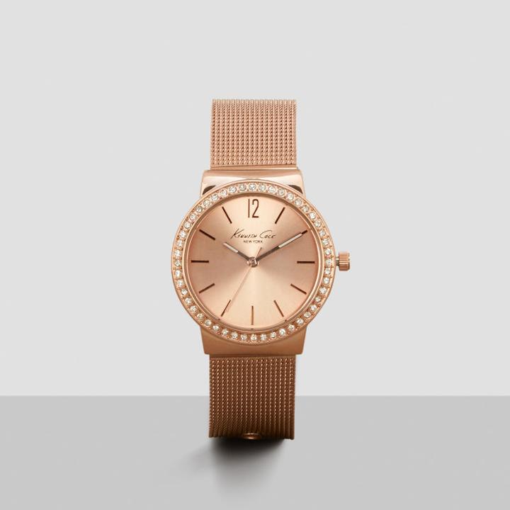 Kenneth Cole New York Rose Goldtone Pave Rhinestone Bezel Watch - Neutral