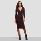 Kenneth Cole New York Ribbed Long Sleeve Dress - Cabernet