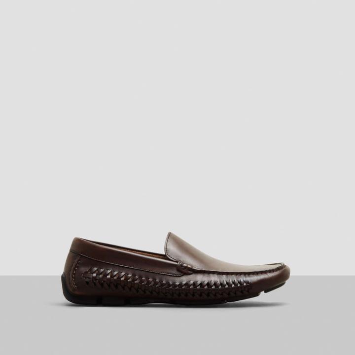 Kenneth Cole New York Theme Park Leather Woven Driver - Brown