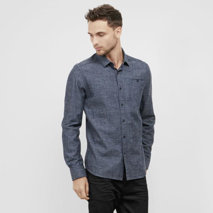 Kenneth Cole New York Long-sleeve Chambray Shirt - Indigo