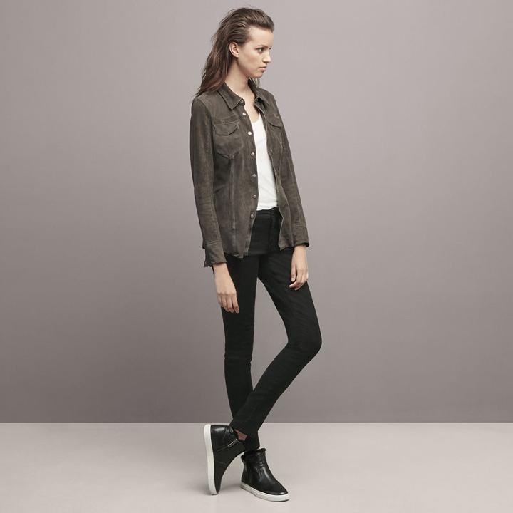 Kenneth Cole Black Label Suede Shirt Jacket - Storm