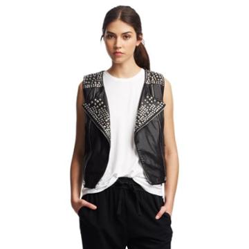 Kenneth Cole New York Harley Studded Leather Vest - Black