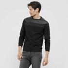 Reaction Kenneth Cole Long-sleeve Crewneck With Faux Leather And Suede - Black