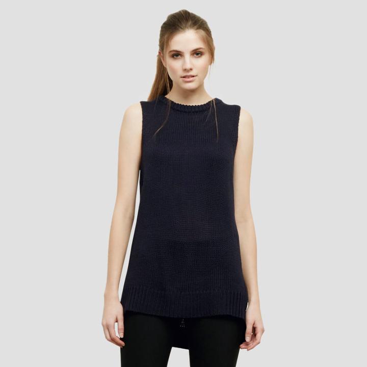 Kenneth Cole New York Sleeveless Jersey Stitch Sweater - Deep Marin