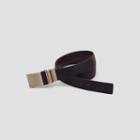 Kenneth Cole New York Black Leather Gold Plaque Belt - Black/brown