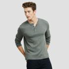 Kenneth Cole New York Long-sleeve Henley - Charcoal Hth