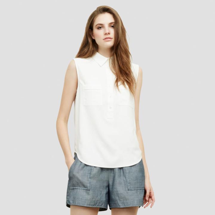 Kenneth Cole New York Sleeveless Military Top - White