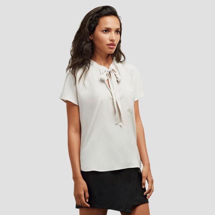 Kenneth Cole New York Tie Neck Blouse - Silver Birch