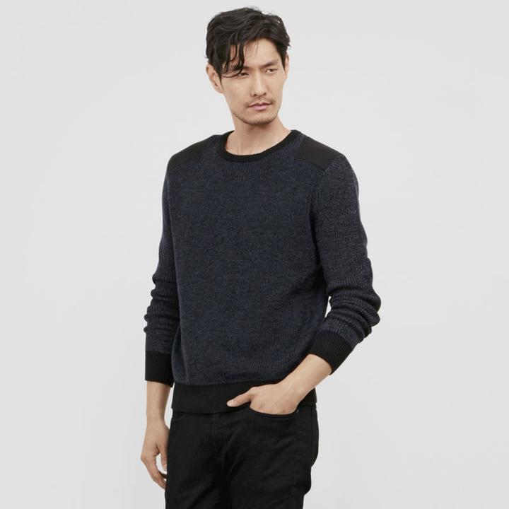 Kenneth Cole New York Felt Accent Crew Sweater - Indigo