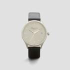 Kenneth Cole New York Silver Watch With Black Leather Strap - Neutral