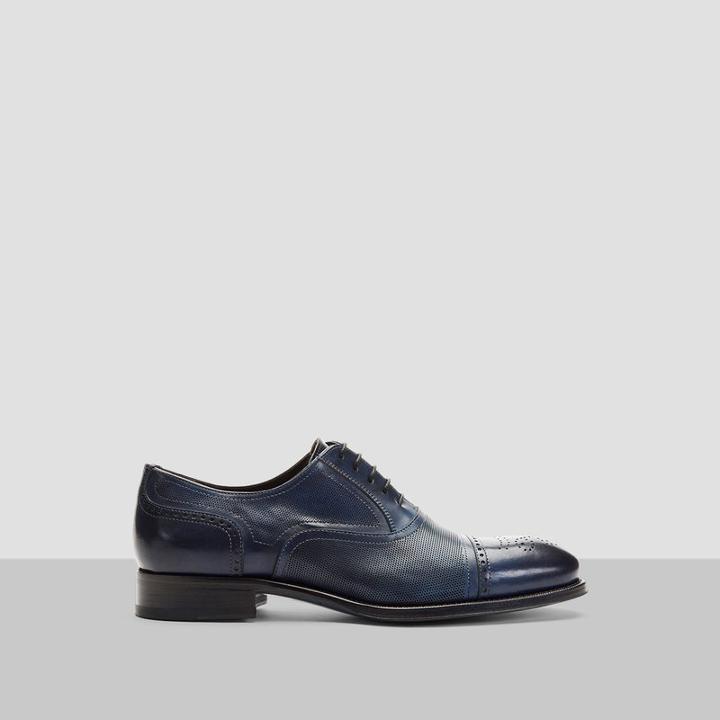 Kenneth Cole Black Label Get Cozy Leather Wingtip Shoe - Navy