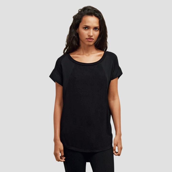 Kenneth Cole New York Chiffon Inset Raglan Tee - Black/blak