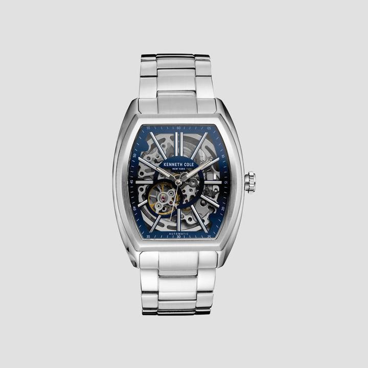 Kenneth Cole New York Stainless Steel Skeleton Dial Barrel Watch - Neutral