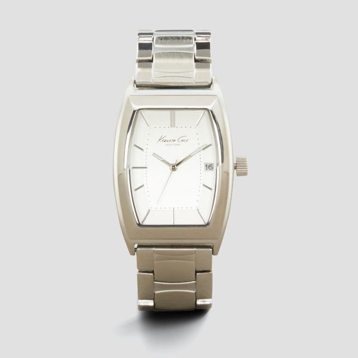 Kenneth Cole New York Brushed Silvertone Barrel Link Watch - Neutral