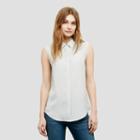 Kenneth Cole New York Frayed Edge Button Front Top - Sterling