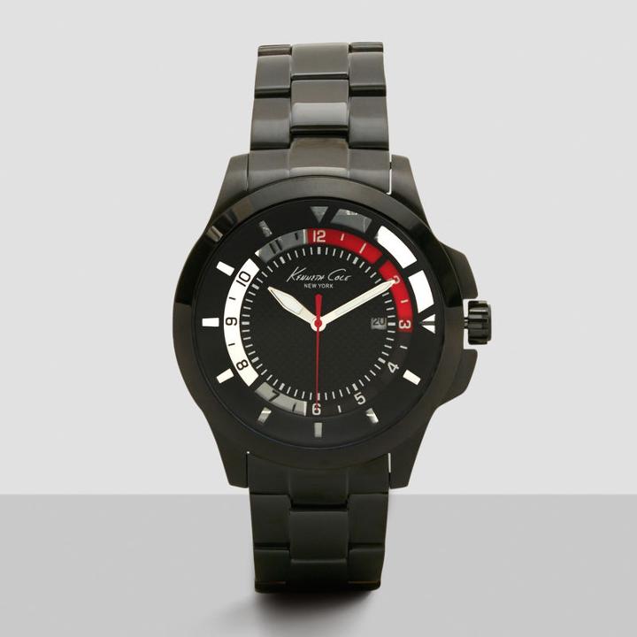 Kenneth Cole New York Black Transparent Dial Stainless Steel Link Watch - Neutral