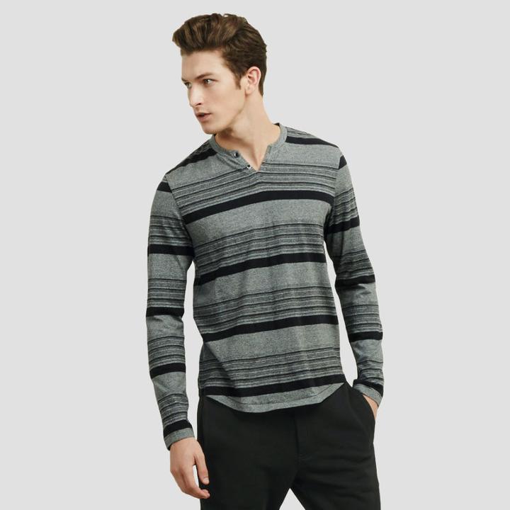 Reaction Kenneth Cole Striped V-neck Henley - Black