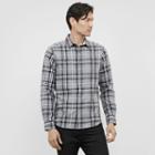 Reaction Kenneth Cole Heather Plaid Button Front Shirt - Hthr Grey Cm