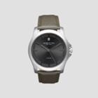 Kenneth Cole New York Diamond Collection Silvertone Watch With Grey Leather Strap - Neutral