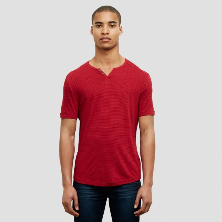Reaction Kenneth Cole Short-sleeve Jersey Stripe Henley - Azalea