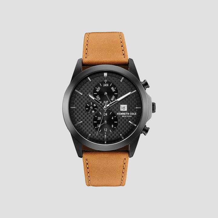 Kenneth Cole New York Leather Strap Dress Sport Watch - Neutral