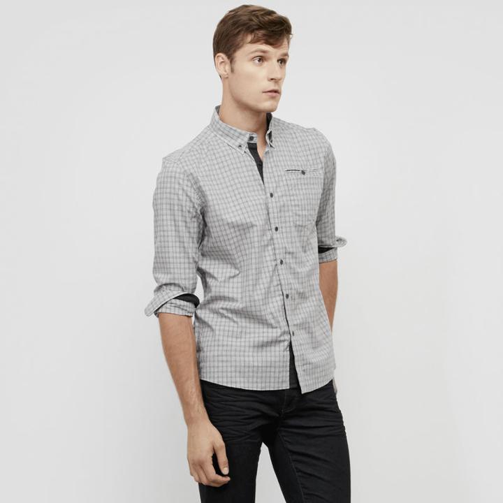 Kenneth Cole New York Besom Pocket Button Front Shirt - Sedonaredcmb