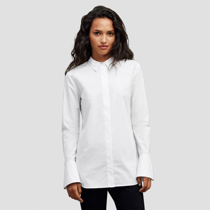 Kenneth Cole Black Label Poplin Blouse - White