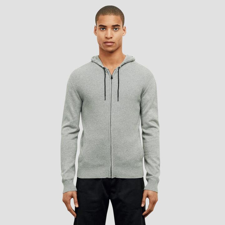 Kenneth Cole New York Open Knit Hooded Sweatshirt - Heather Grey