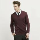 Kenneth Cole New York Silk Cotton V-neck Sweater - Cabernet