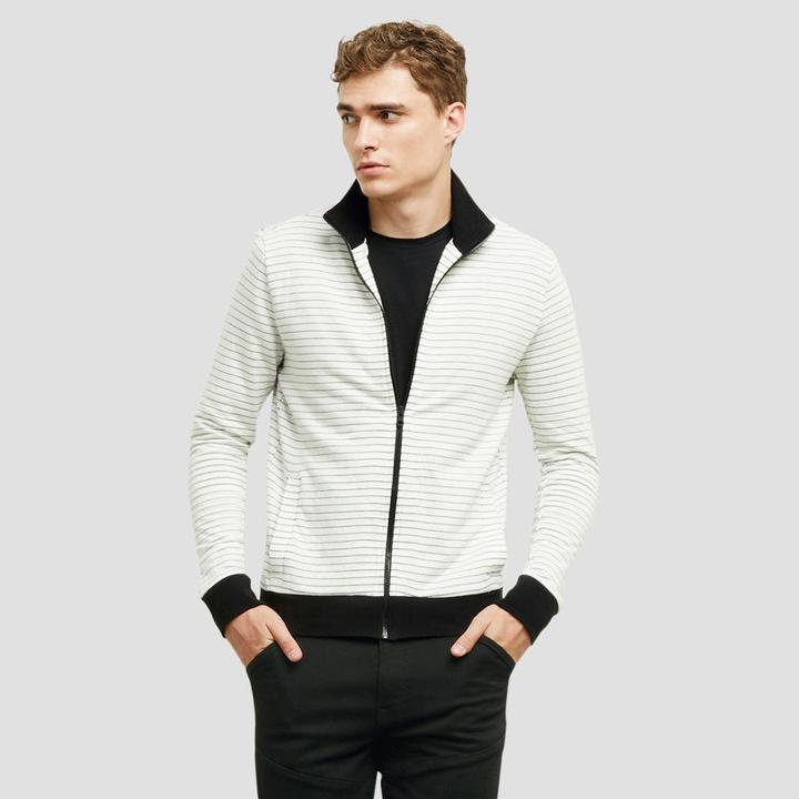 Kenneth Cole New York Striped Knit Jacket - Indigo