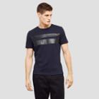 Reaction Kenneth Cole Short-sleeve Crewneck With Faux-leather Stripes - Indigo