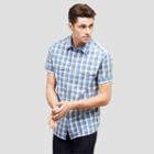 Reaction Kenneth Cole Short-sleeve Woven Check Shirt - Oceania Comb