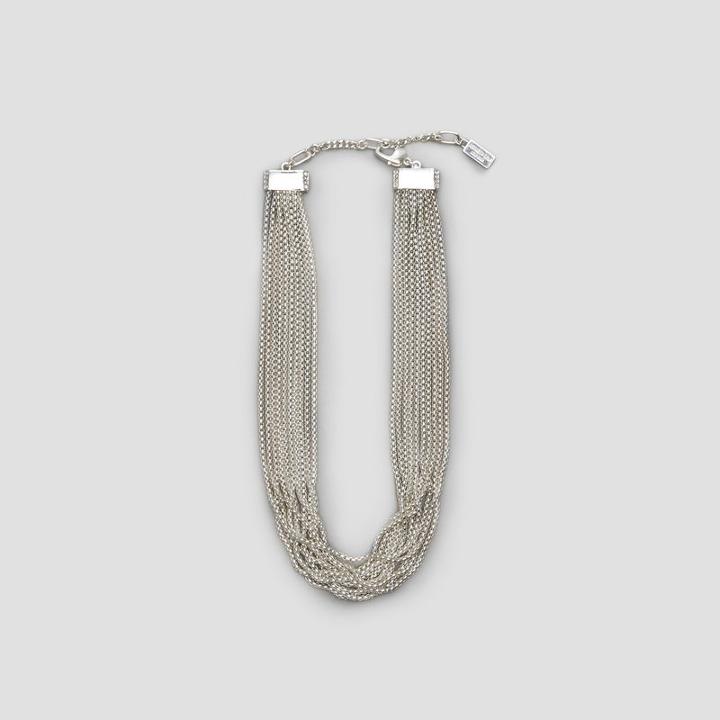Kenneth Cole New York Pave Multi Row Silver Necklace - Silver