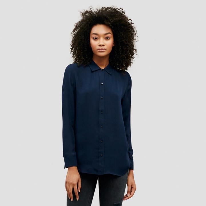 Kenneth Cole Black Label Long-sleeve Button-front Top - Indigo Ink