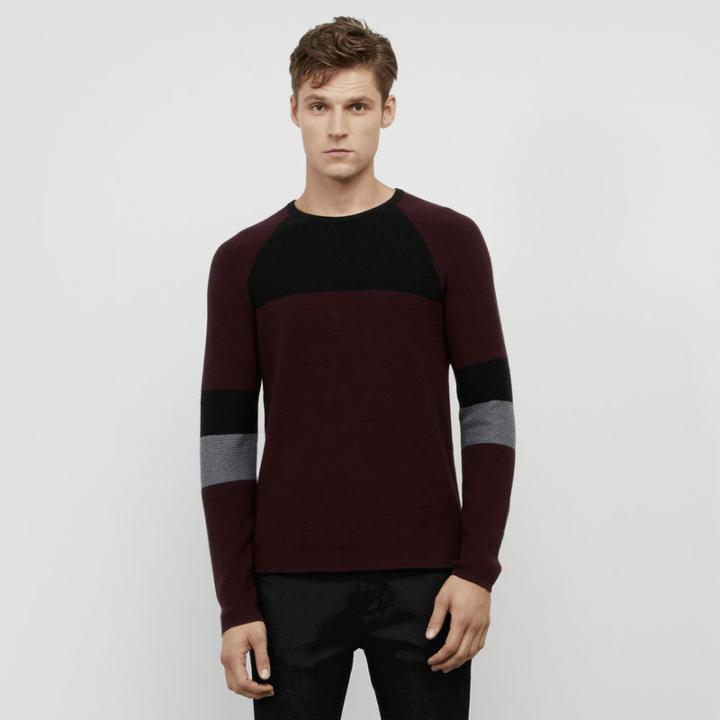 Kenneth Cole New York Wool-blend Color Block Sweater - Merlot