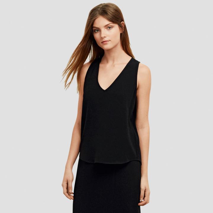 Kenneth Cole New York Crepe Racerback Top - Black
