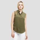 Kenneth Cole New York Frayed Edge Button Front Top - Caper