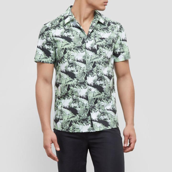 Reaction Kenneth Cole Short-sleeve Tropical Print Shirt - Kiwi