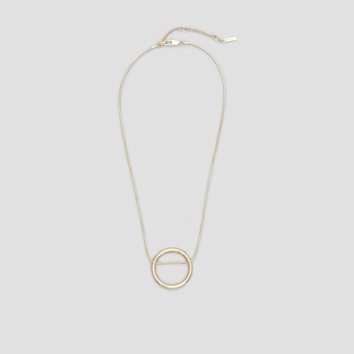 Kenneth Cole New York Polished Circle Pendant Necklace - Shiny Gold