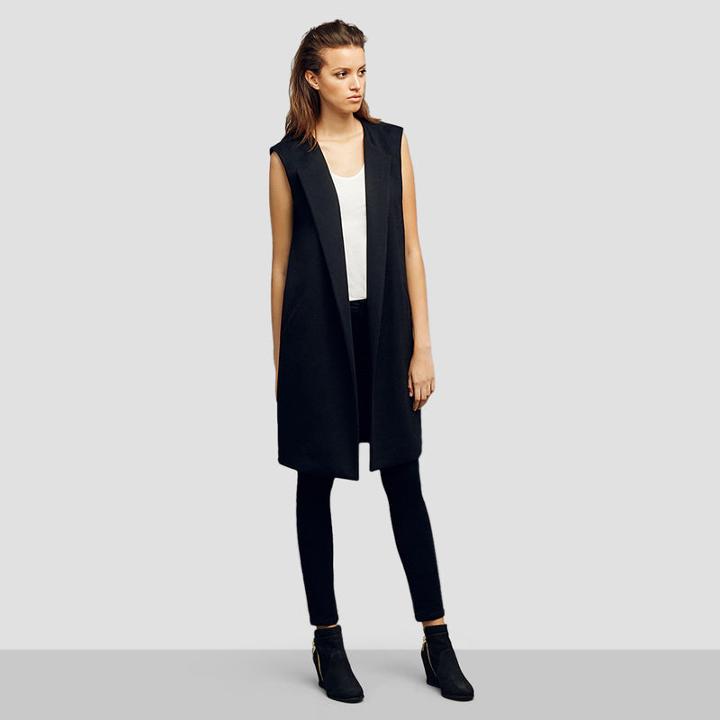 Kenneth Cole Black Label Cashmere Blend Long Vest - Black