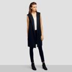 Kenneth Cole Black Label Cashmere Blend Long Vest - Black