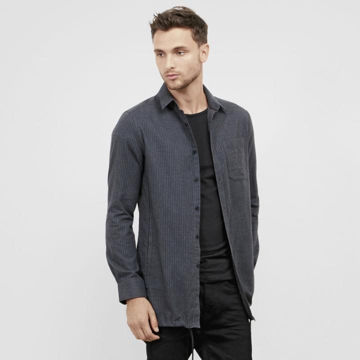 Kenneth Cole New York Pinstripe Shirt Jacket - Chrcl Htr Cb