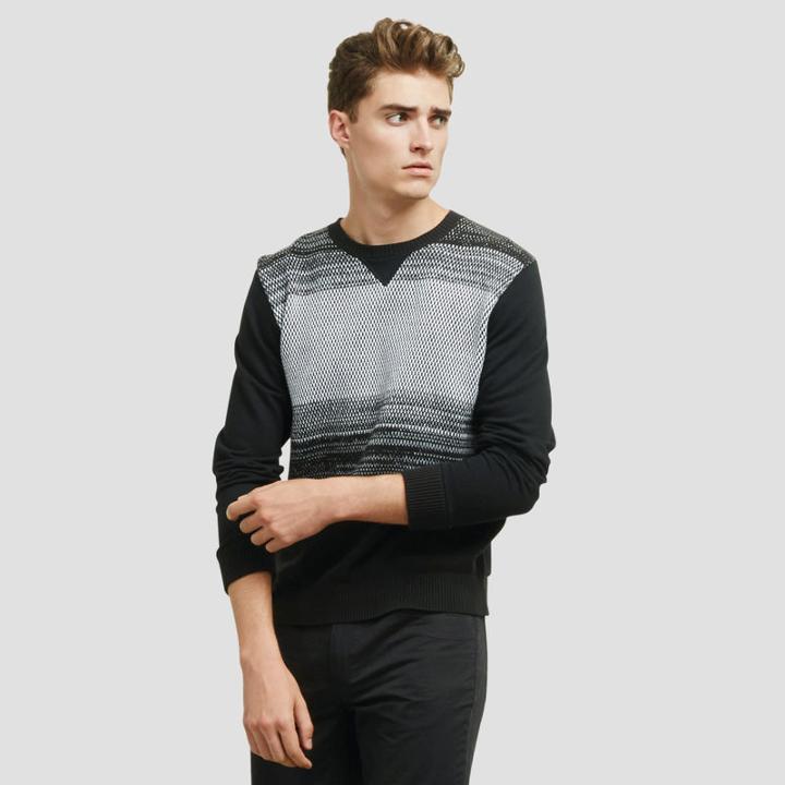 Reaction Kenneth Cole Jacquard Crewneck Sweater - Black