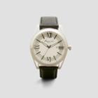 Kenneth Cole New York Silvertone Classic Black Leather Strap Watch - Neutral