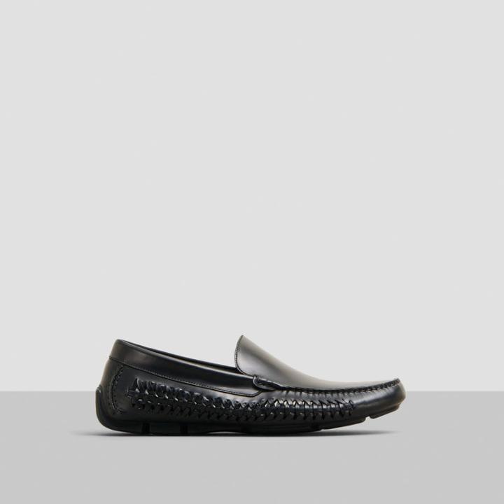 Kenneth Cole New York Theme Park Leather Woven Driver - Black