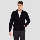 Reaction Kenneth Cole Thermal Bomber Sweater With Nylon Trim - Black